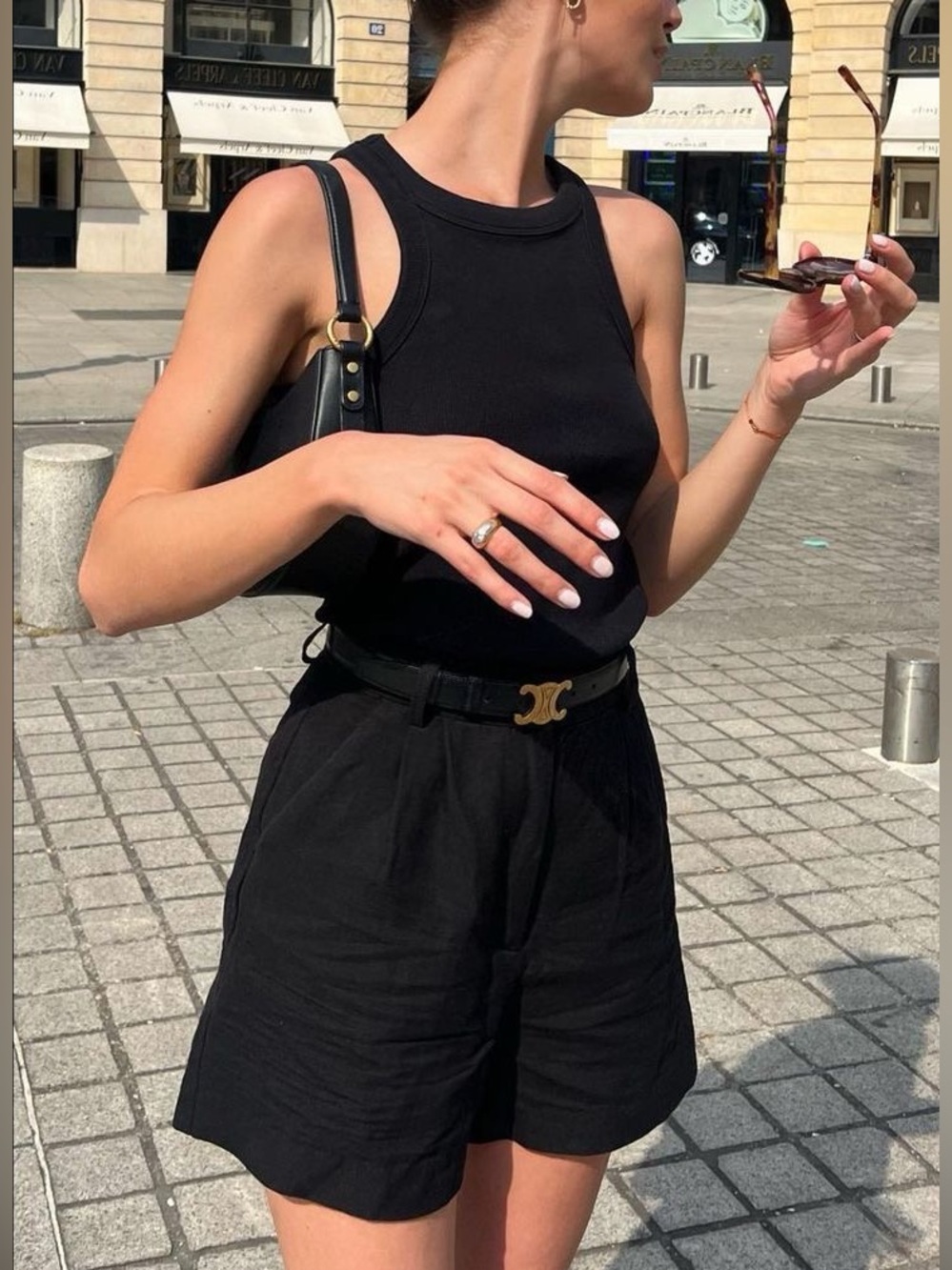 Black High-Waist Linen Blend Shorts - Classic Women's Summer Short